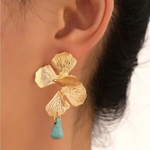 Bohemian Gold and Turquoise Earrings